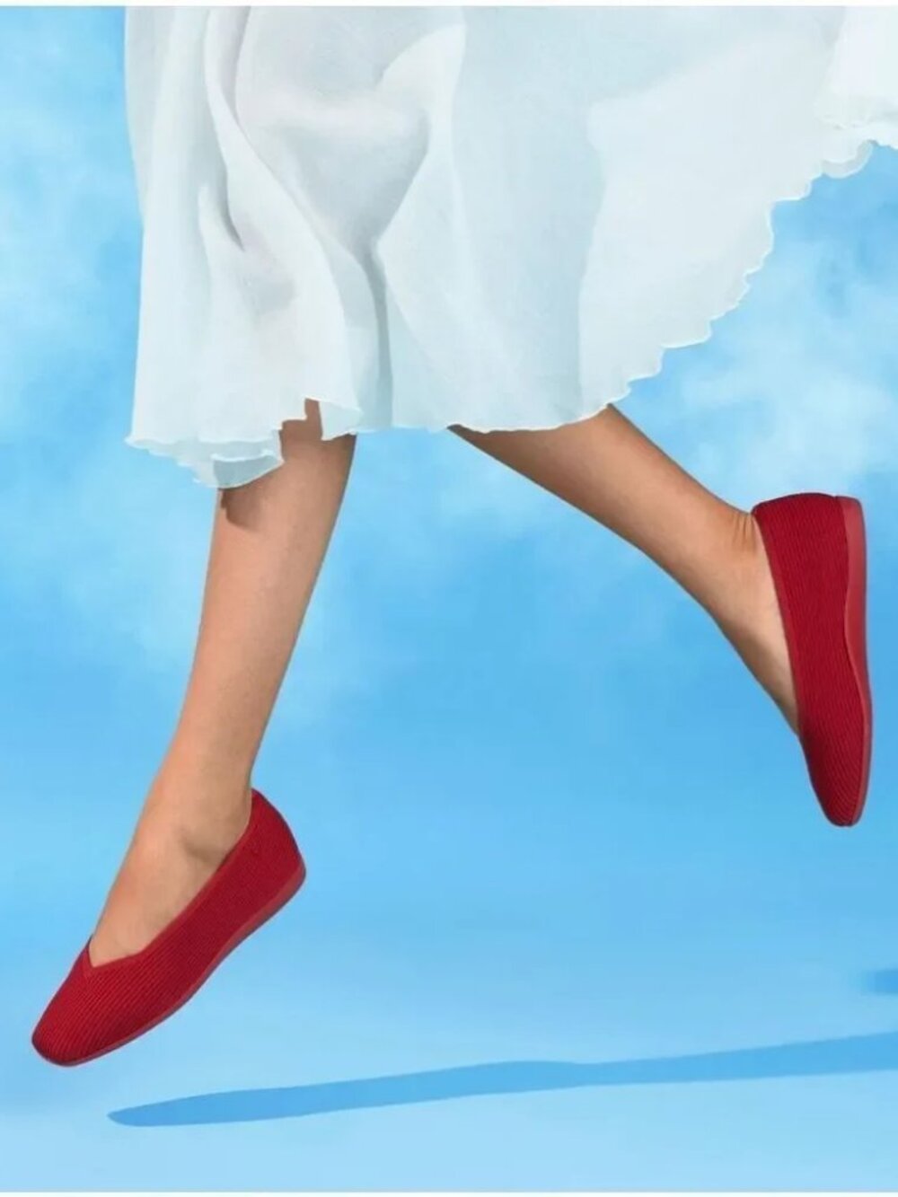 VIVAIA Margot Walker Lightweight Square-Toe V-Cut Slip On Flats in Ruby Red 10.5